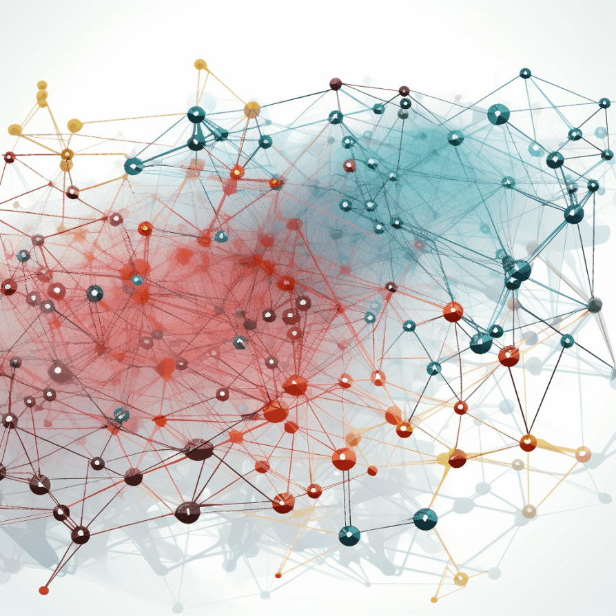A web of interconnected nodes representing link building tactics