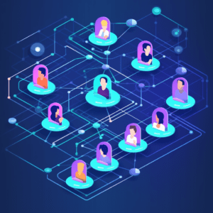 Isometric vector illustration of networking and social networking concept